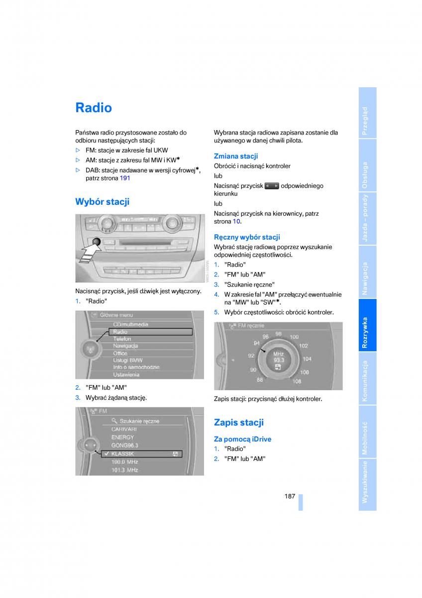 BMW E70 X5 X6 instrukcja obslugi / page 189