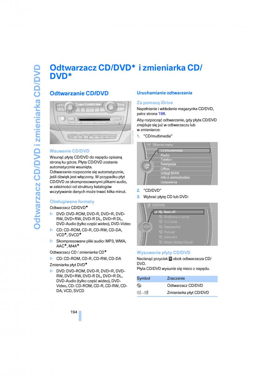 BMW E70 X5 X6 instrukcja obslugi / page 196