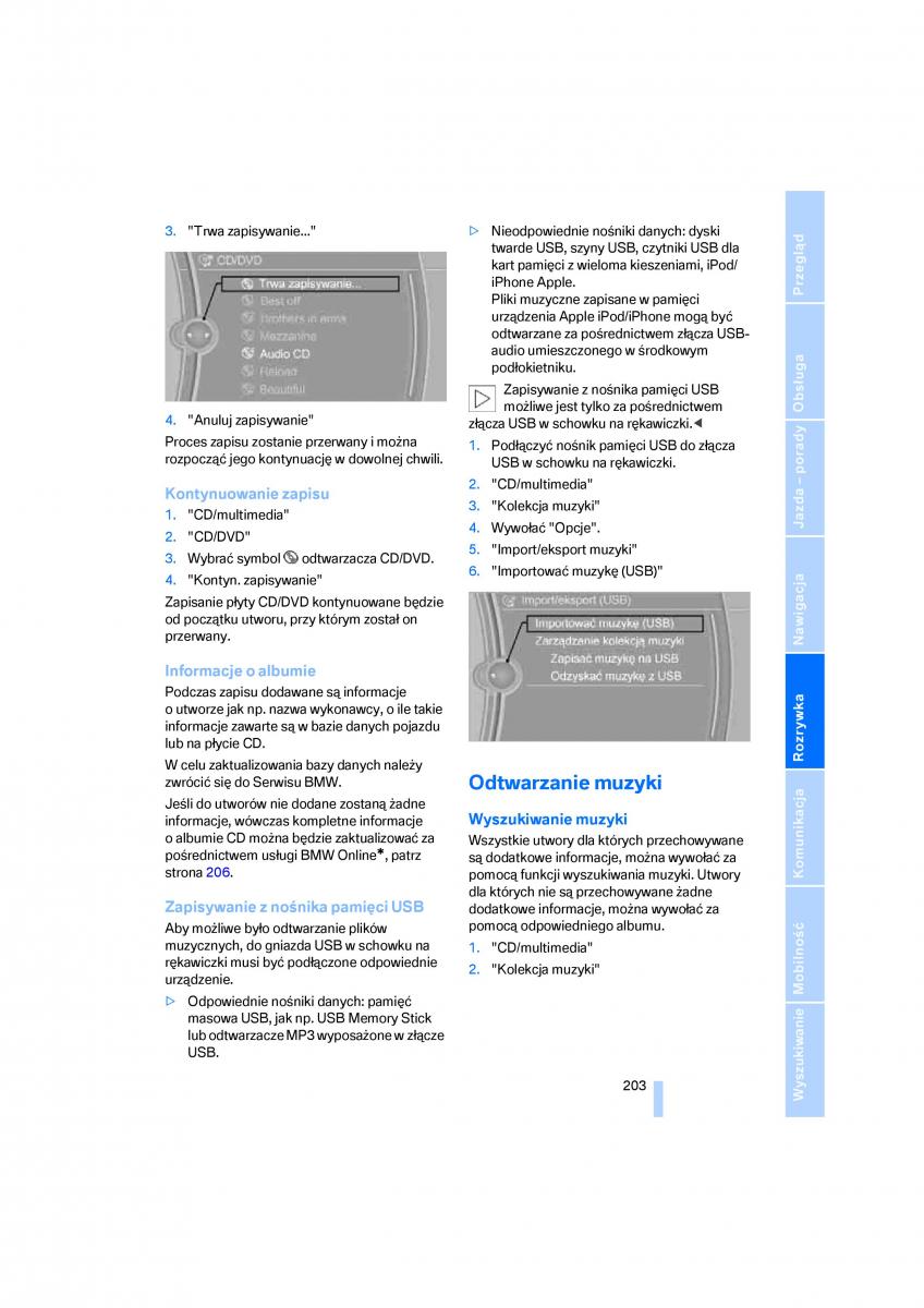 BMW E70 X5 X6 instrukcja obslugi / page 205