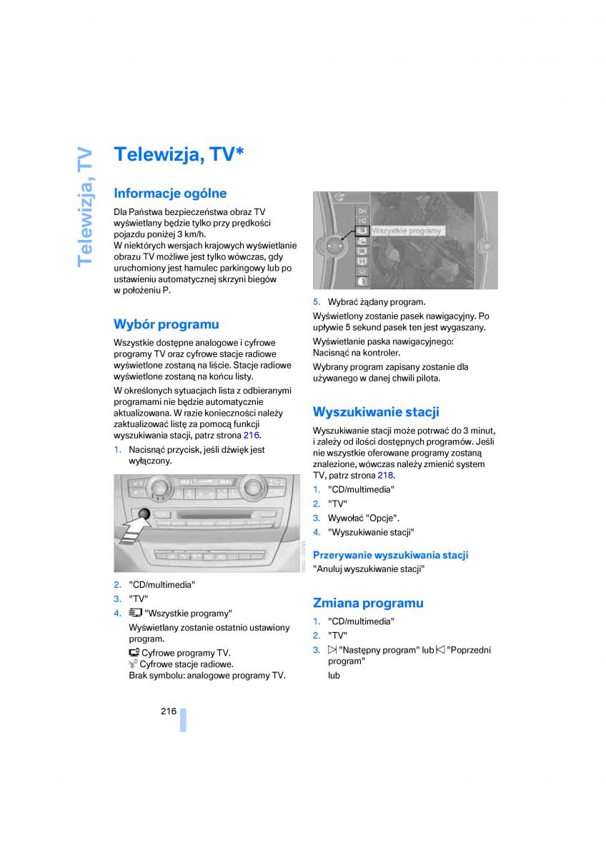 BMW E70 X5 X6 instrukcja obslugi / page 218