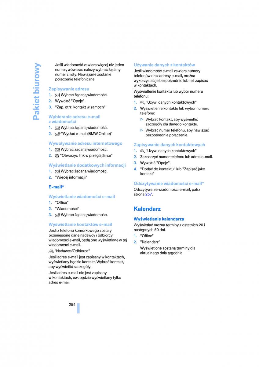 BMW E70 X5 X6 instrukcja obslugi / page 256