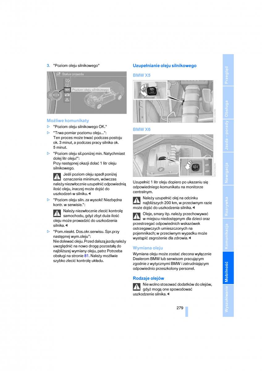 BMW E70 X5 X6 instrukcja obslugi / page 281