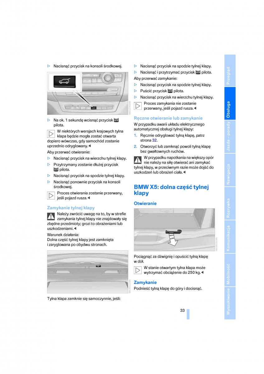 BMW E70 X5 X6 instrukcja obslugi / page 35