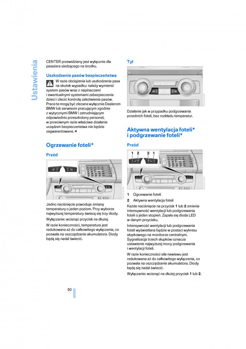 BMW E70 X5 X6 instrukcja obslugi / page 52