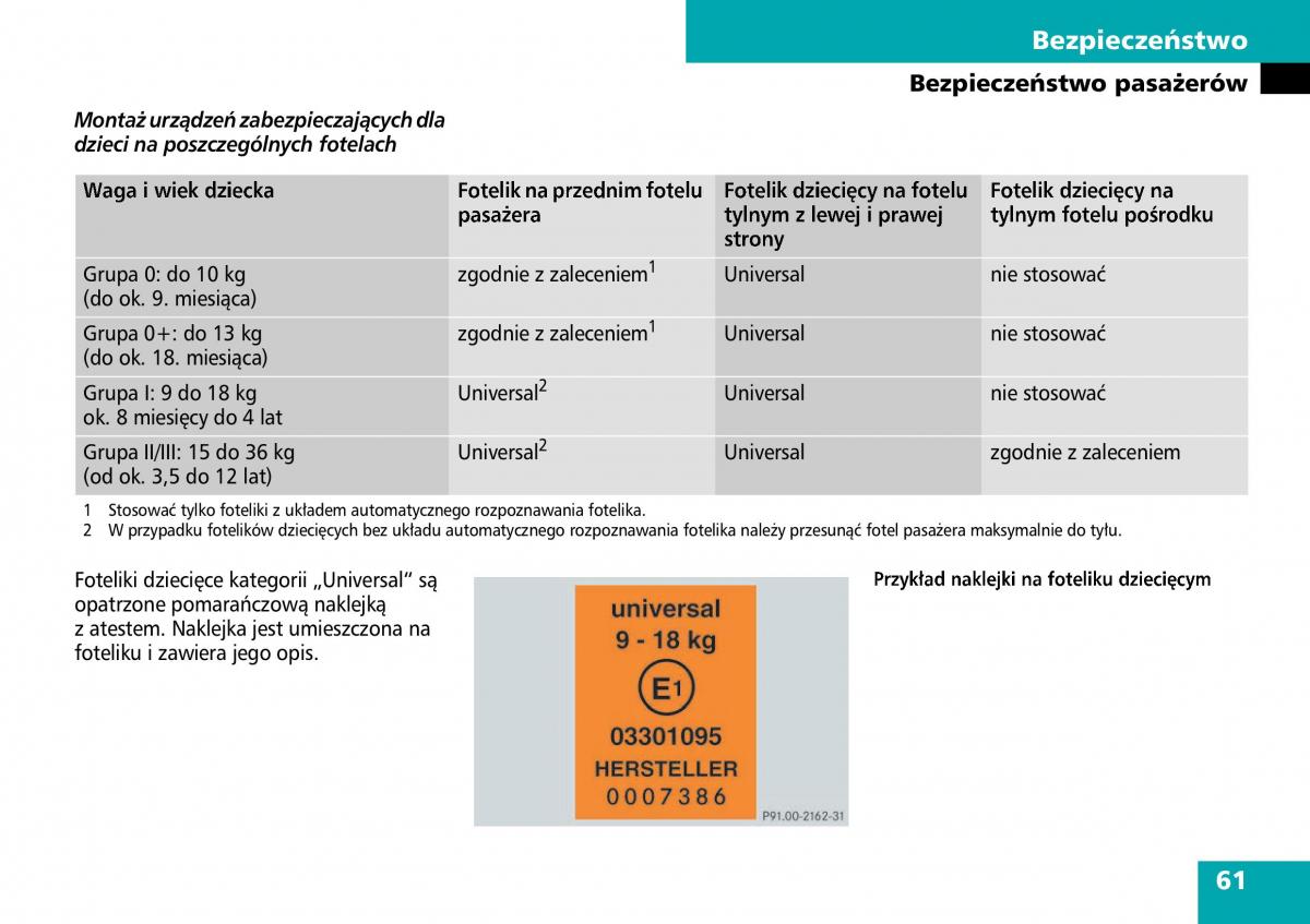 Mercedes ML W164 instrukcja obslugi / page 63