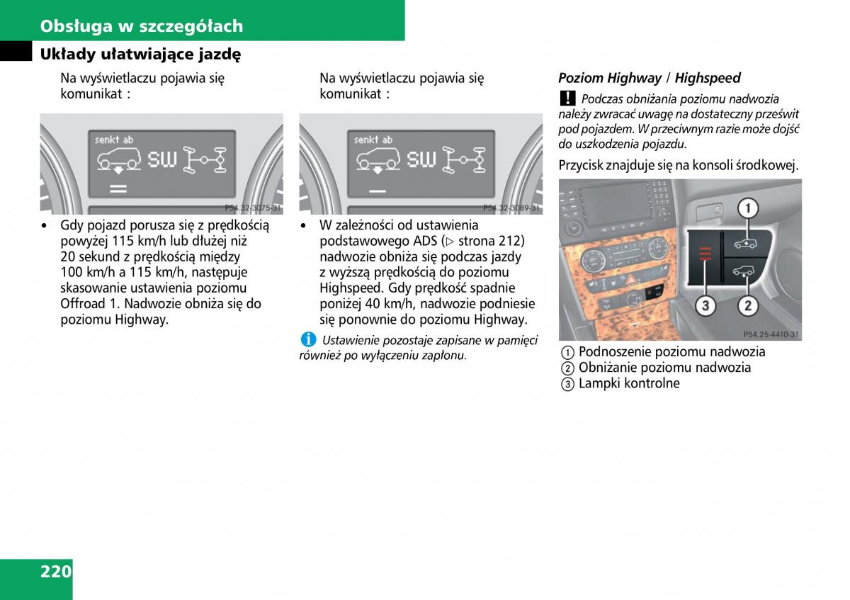 Mercedes ML W164 instrukcja obslugi / page 222