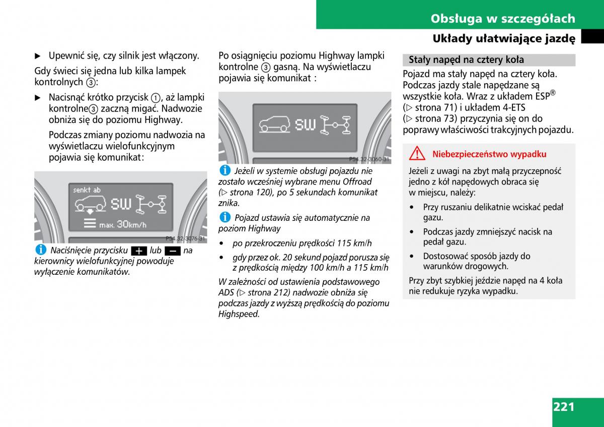 Mercedes ML W164 instrukcja obslugi / page 223