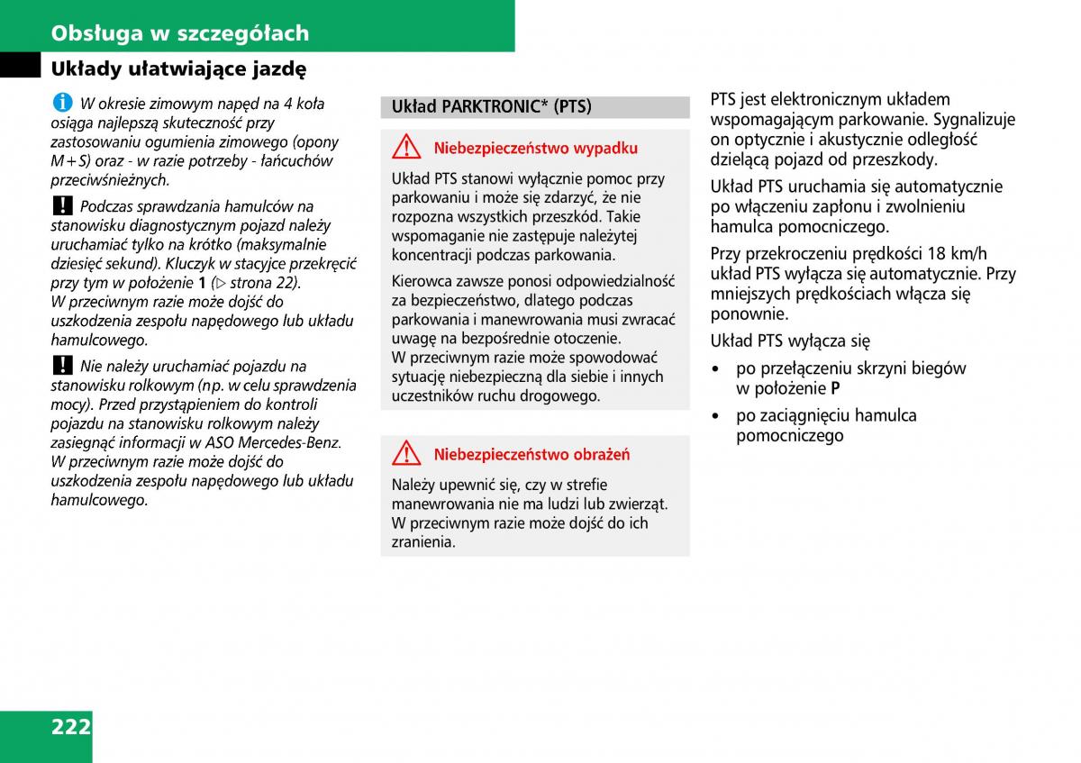 Mercedes ML W164 instrukcja obslugi / page 224