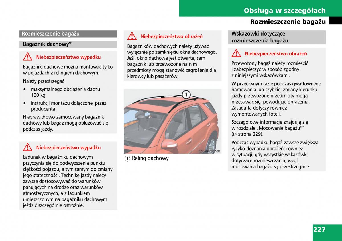 Mercedes ML W164 instrukcja obslugi / page 229