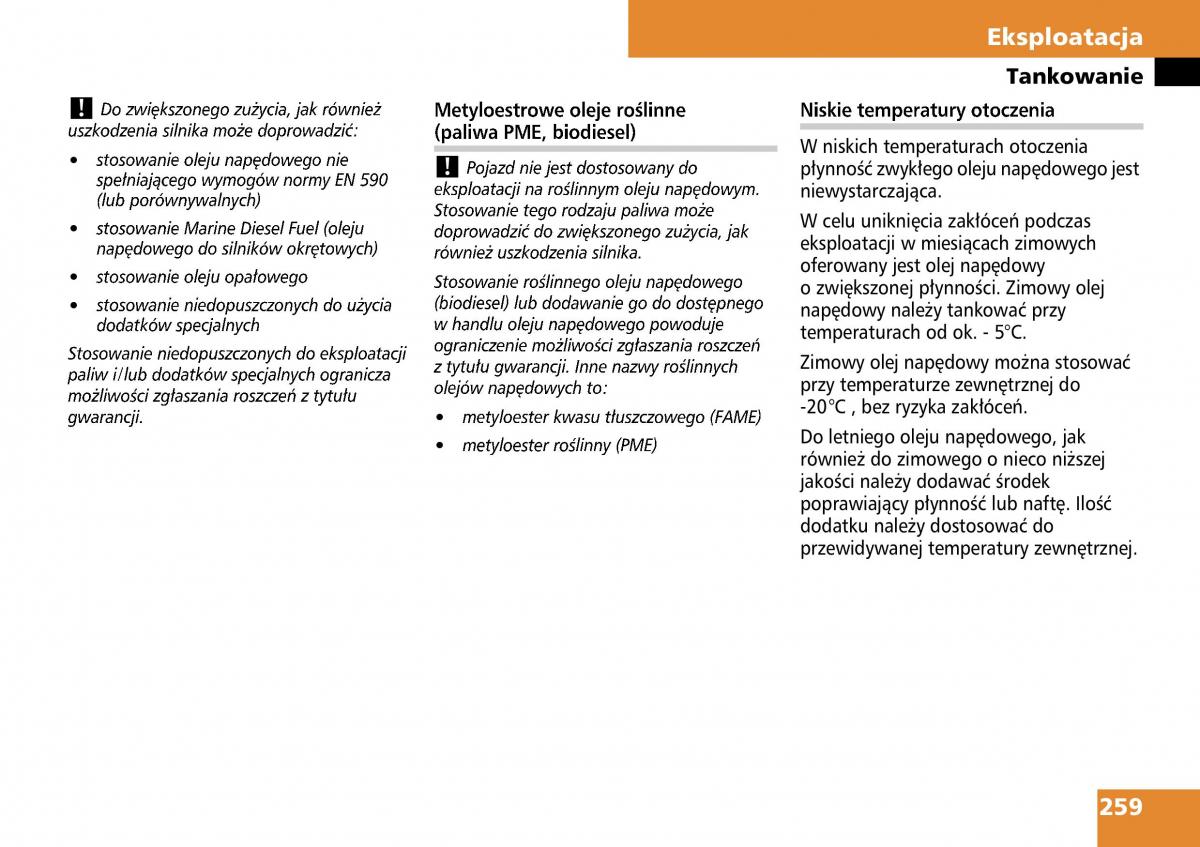 Mercedes ML W164 instrukcja obslugi / page 261