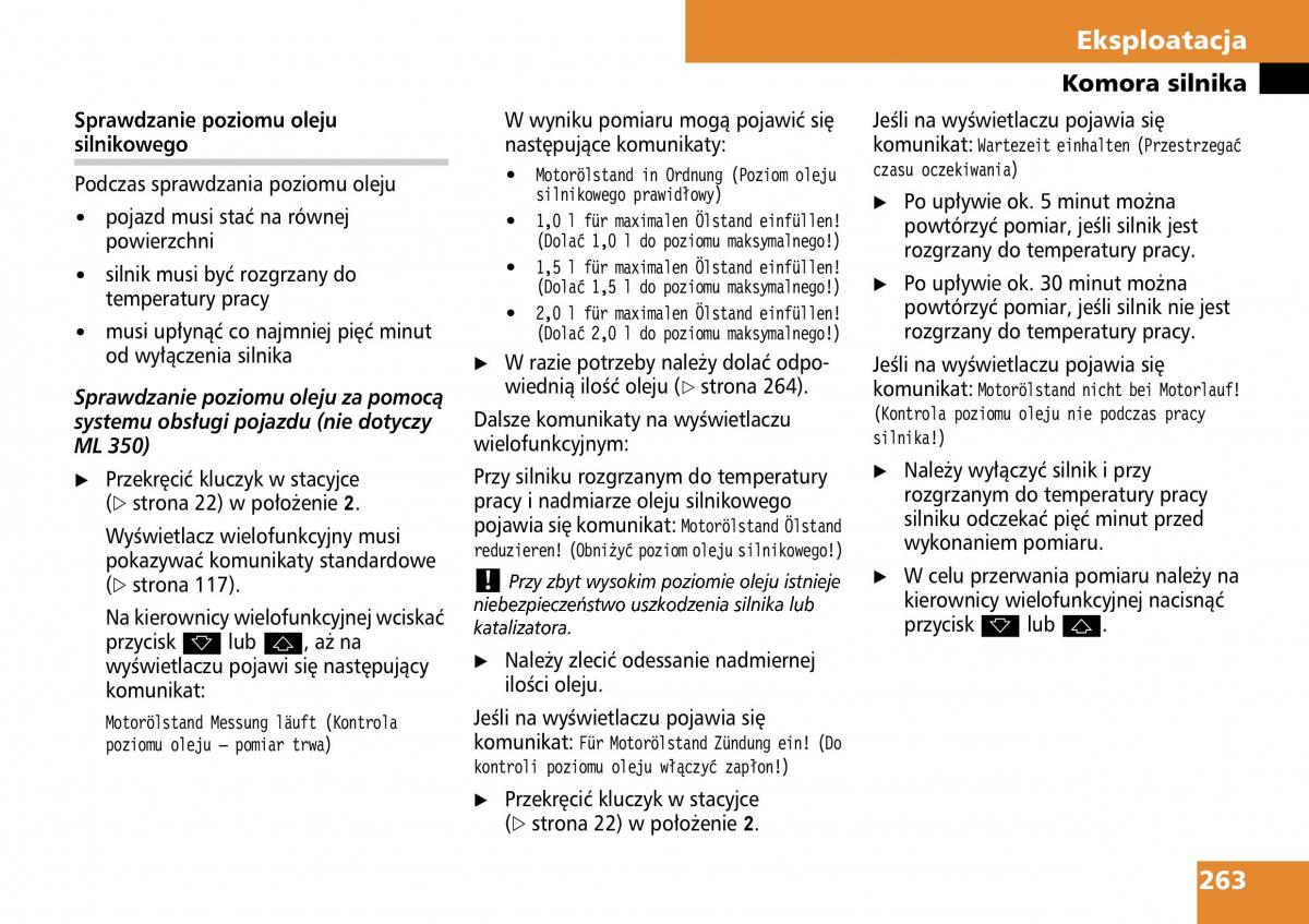 Mercedes ML W164 instrukcja obslugi / page 265