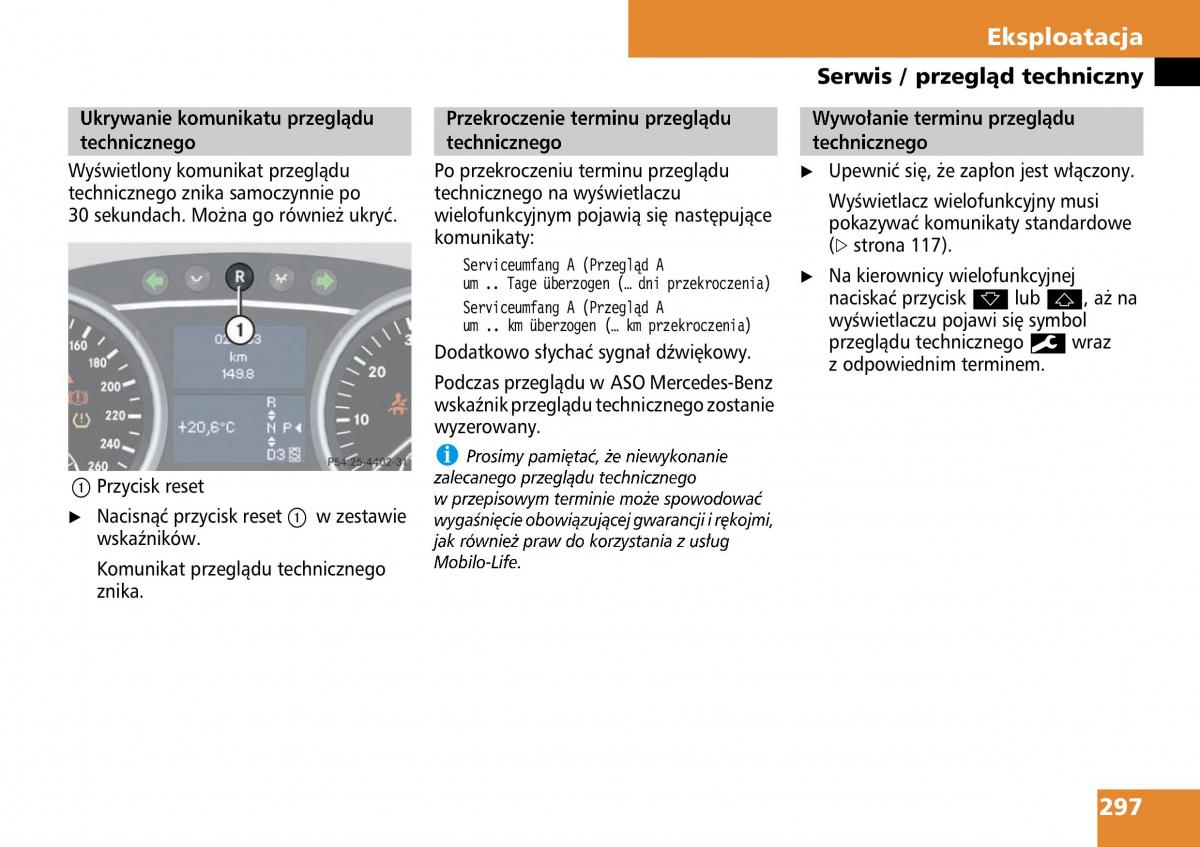 Mercedes ML W164 instrukcja obslugi / page 299