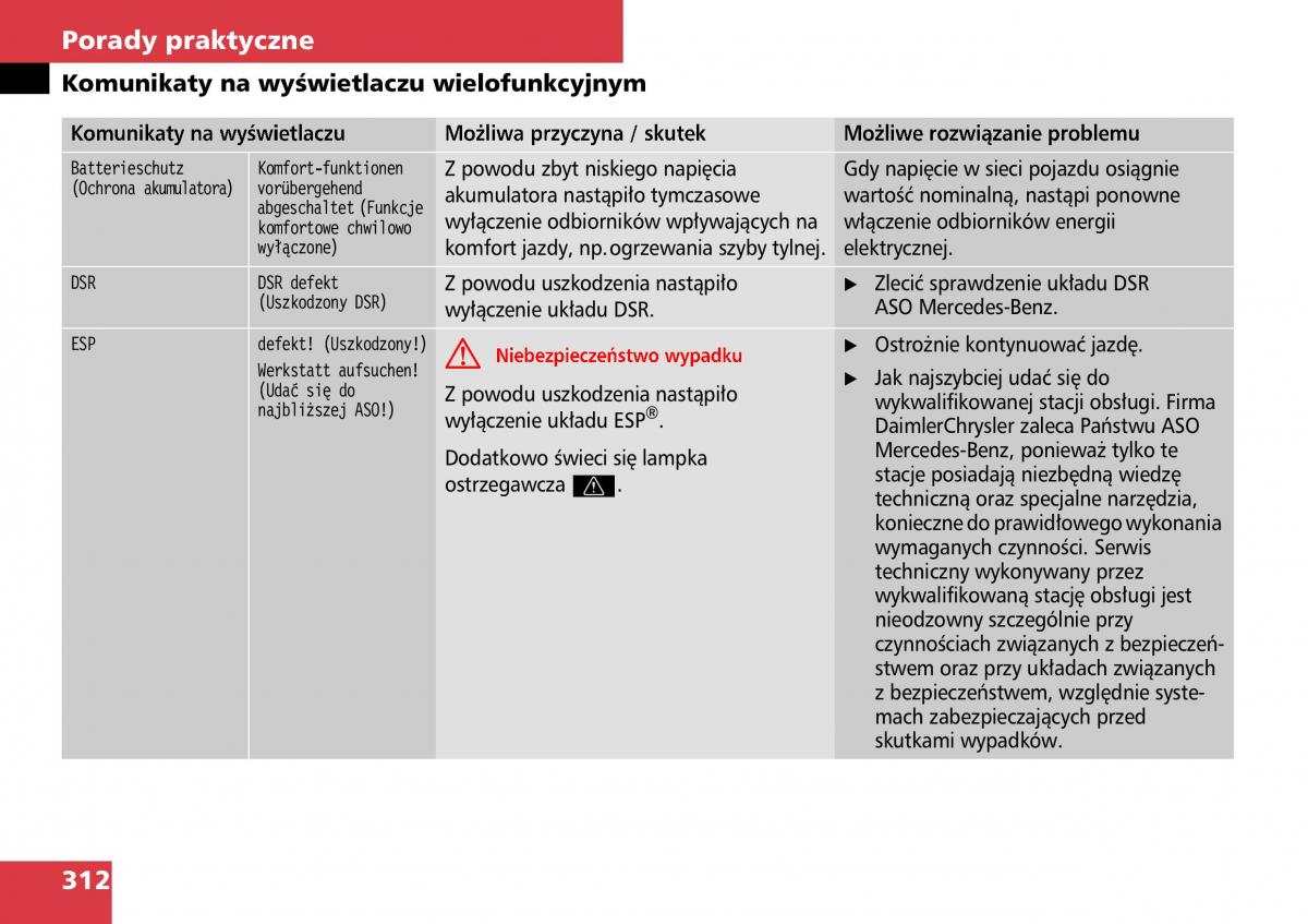 Mercedes ML W164 instrukcja obslugi / page 314