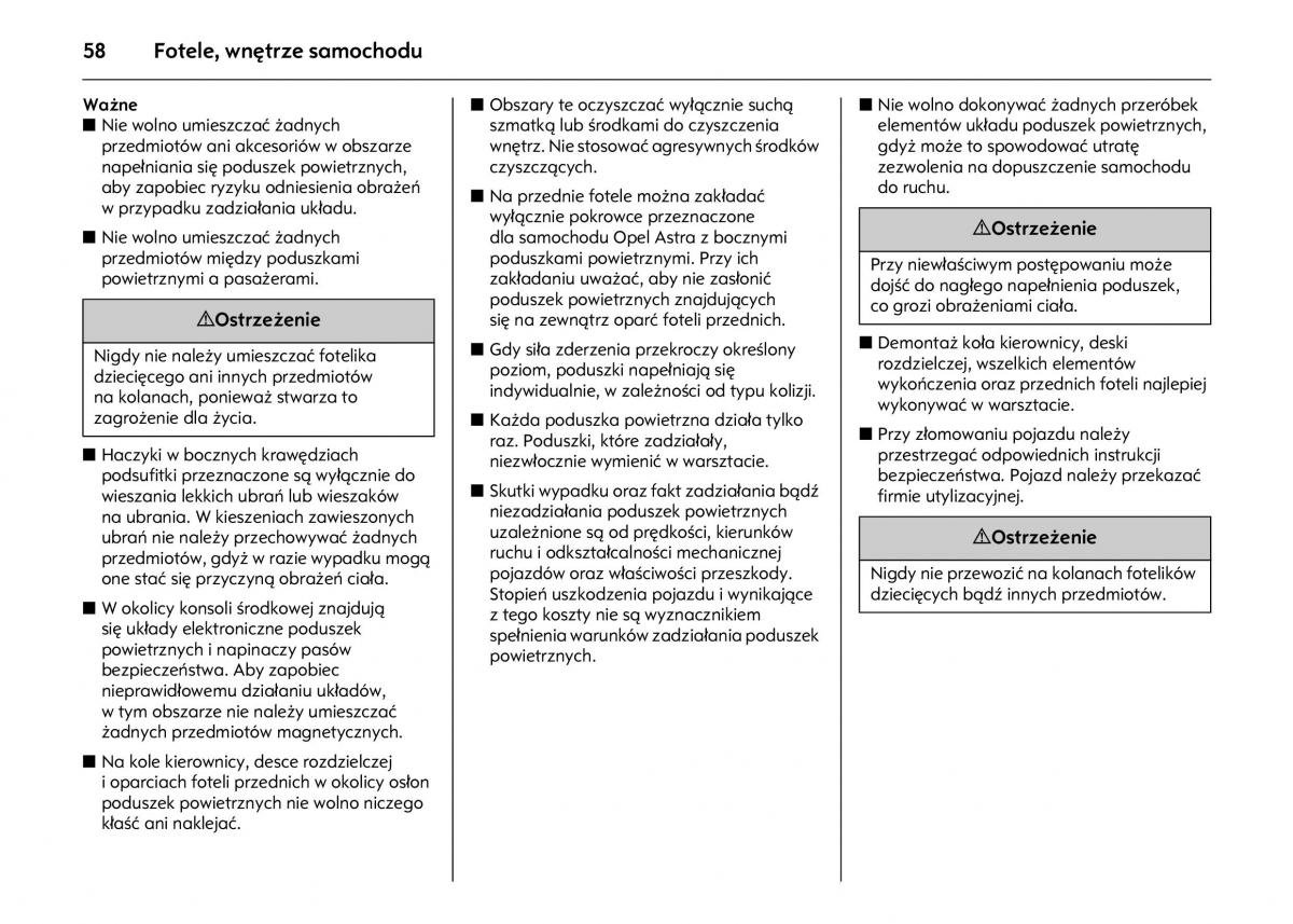 Opel Astra IV J instrukcja obslugi / page 62