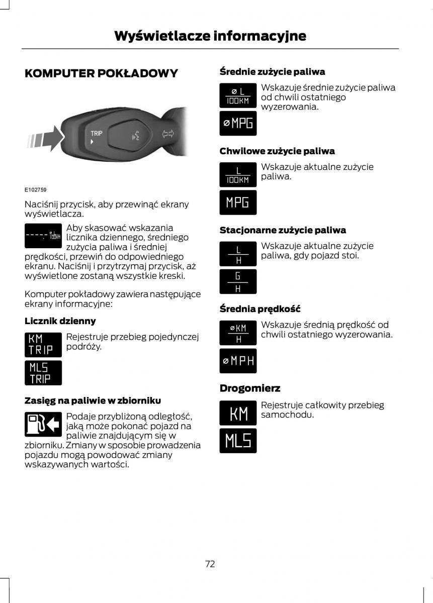 Ford Fiesta VII instrukcja obslugi / page 74