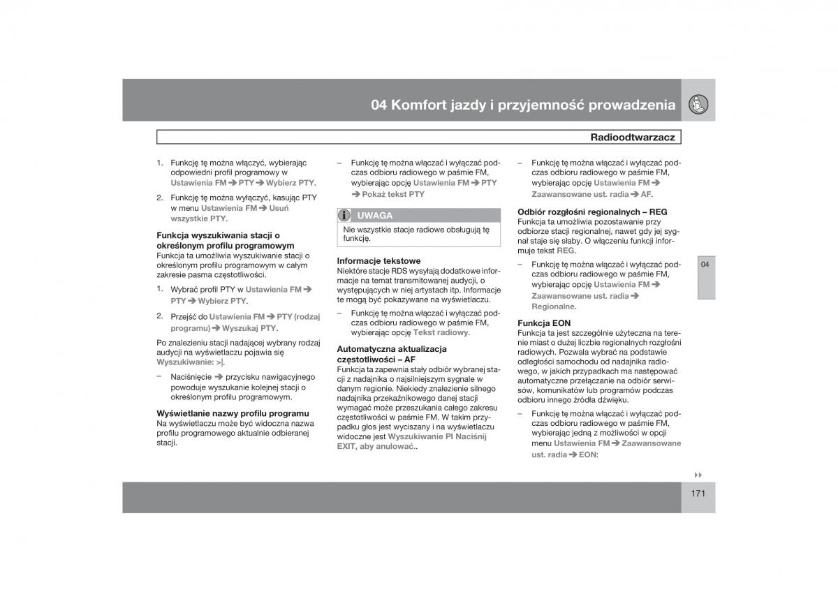 Volvo V70 XC70 III instrukcja obslugi / page 172