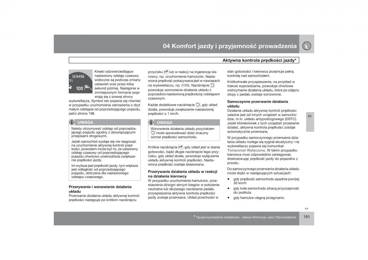 Volvo V70 XC70 III instrukcja obslugi / page 192