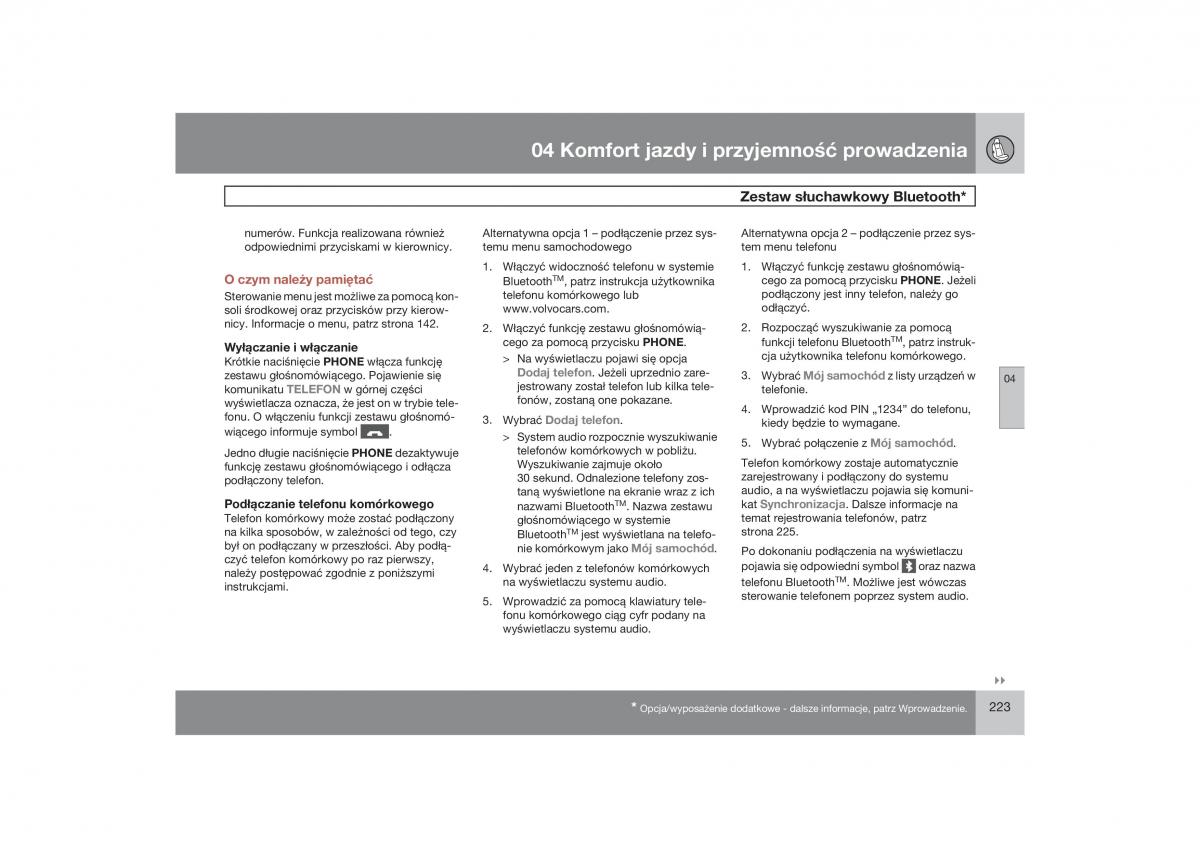 Volvo V70 XC70 III instrukcja obslugi / page 224