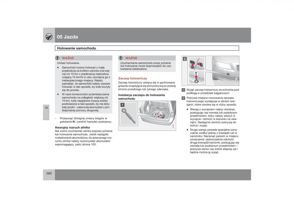 Volvo V70 XC70 III instrukcja obslugi / page 261