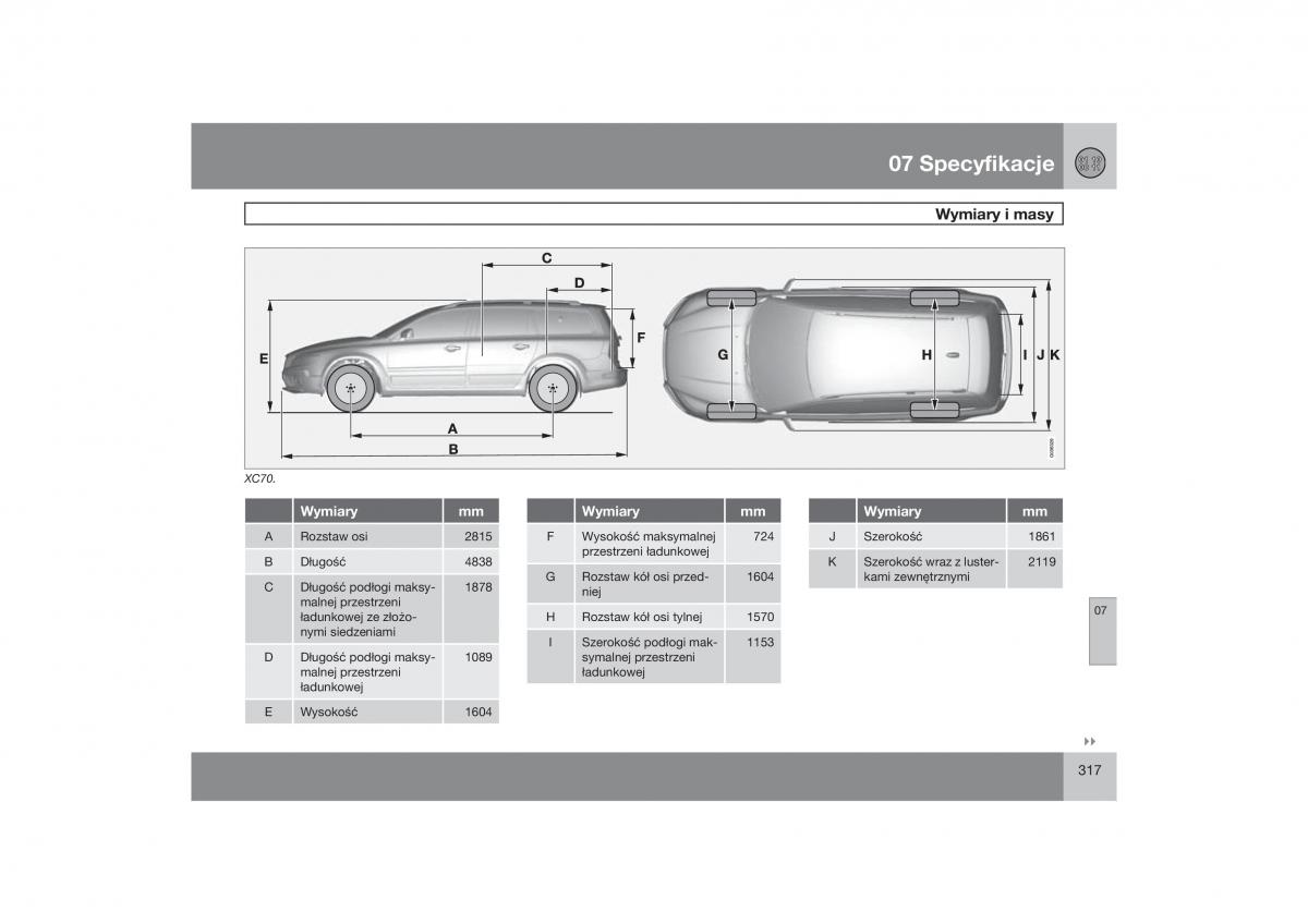 Volvo V70 XC70 III instrukcja obslugi / page 318