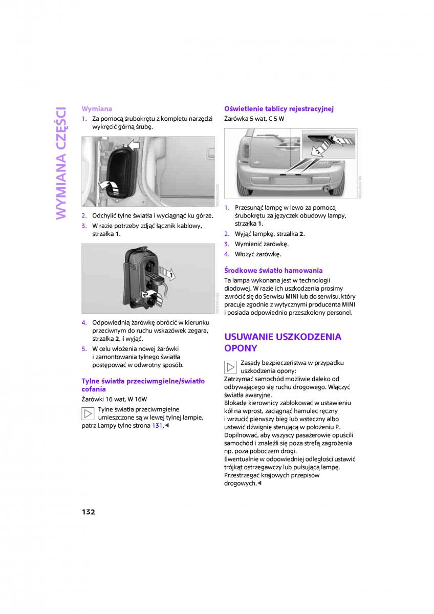 Mini Clubman Cooper One instrukcja obslugi / page 134