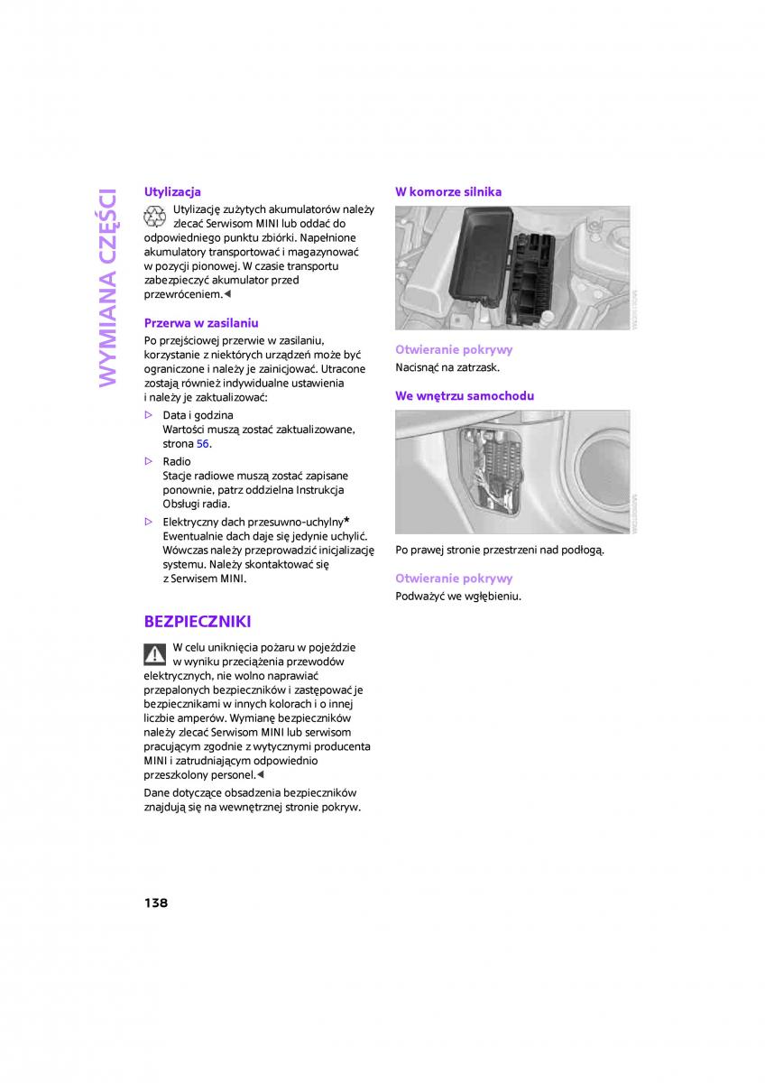 Mini Clubman Cooper One instrukcja obslugi / page 140