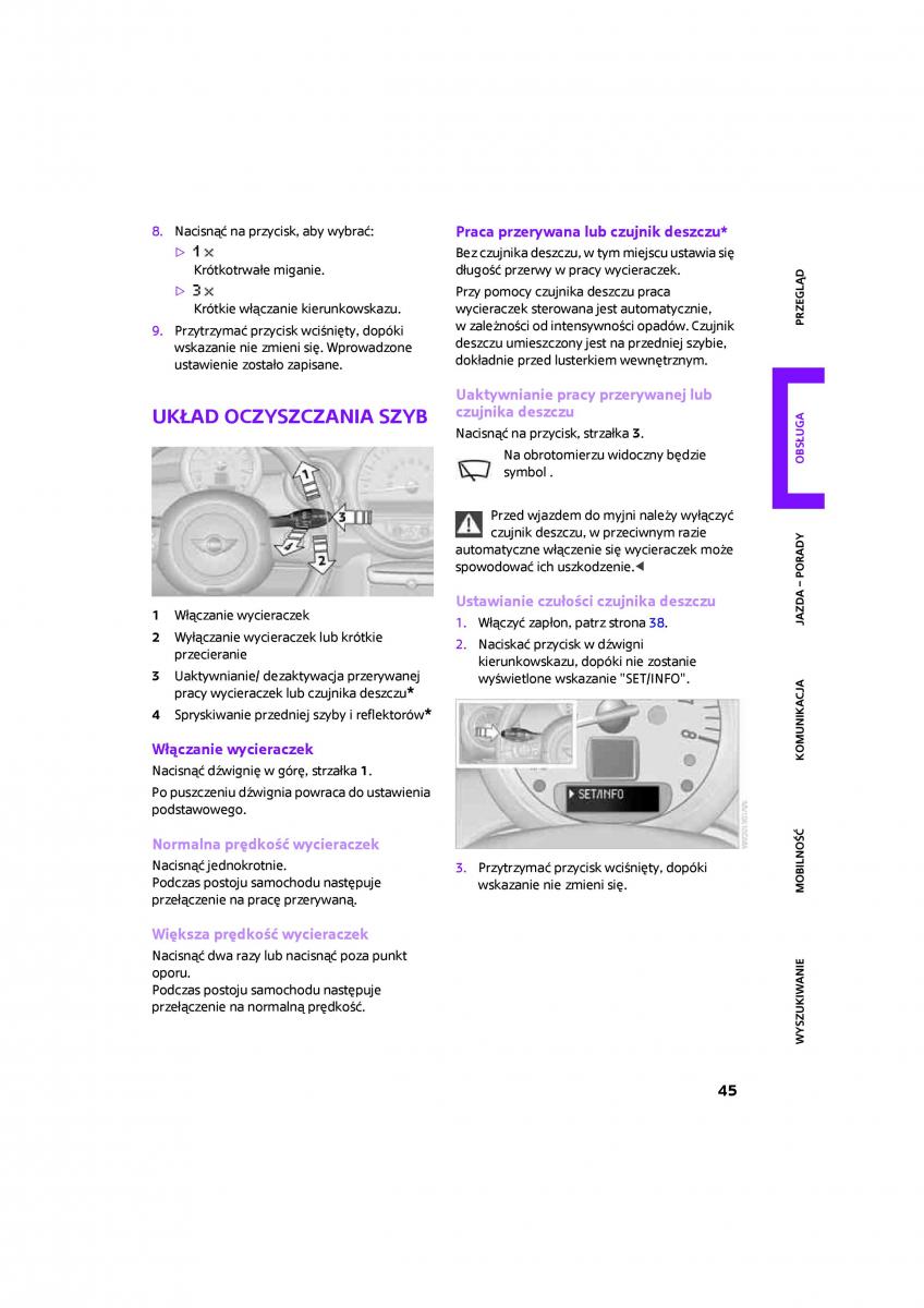 Mini Clubman Cooper One instrukcja obslugi / page 47