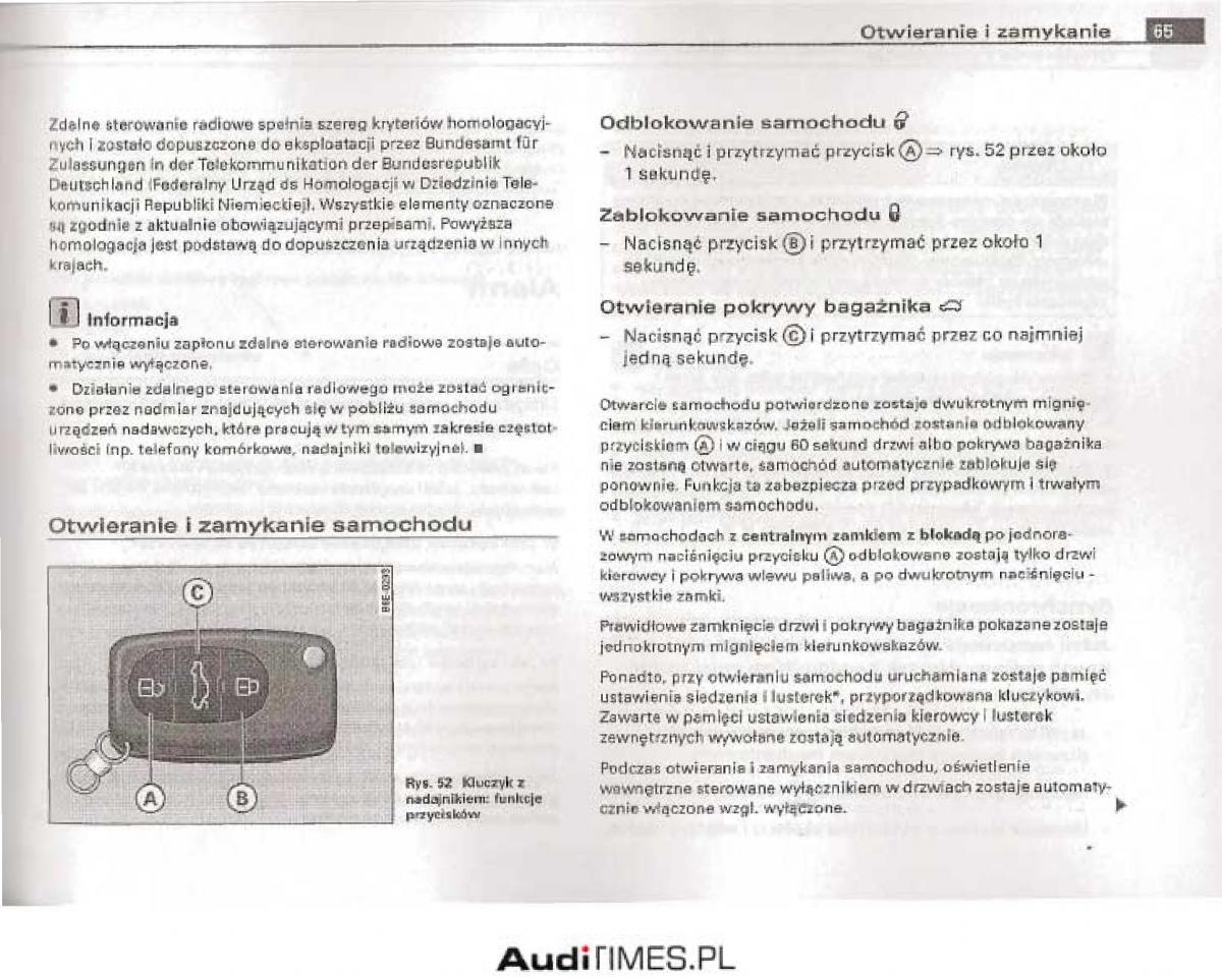 Audi A4 B6 instrukcja obslugi / page 60