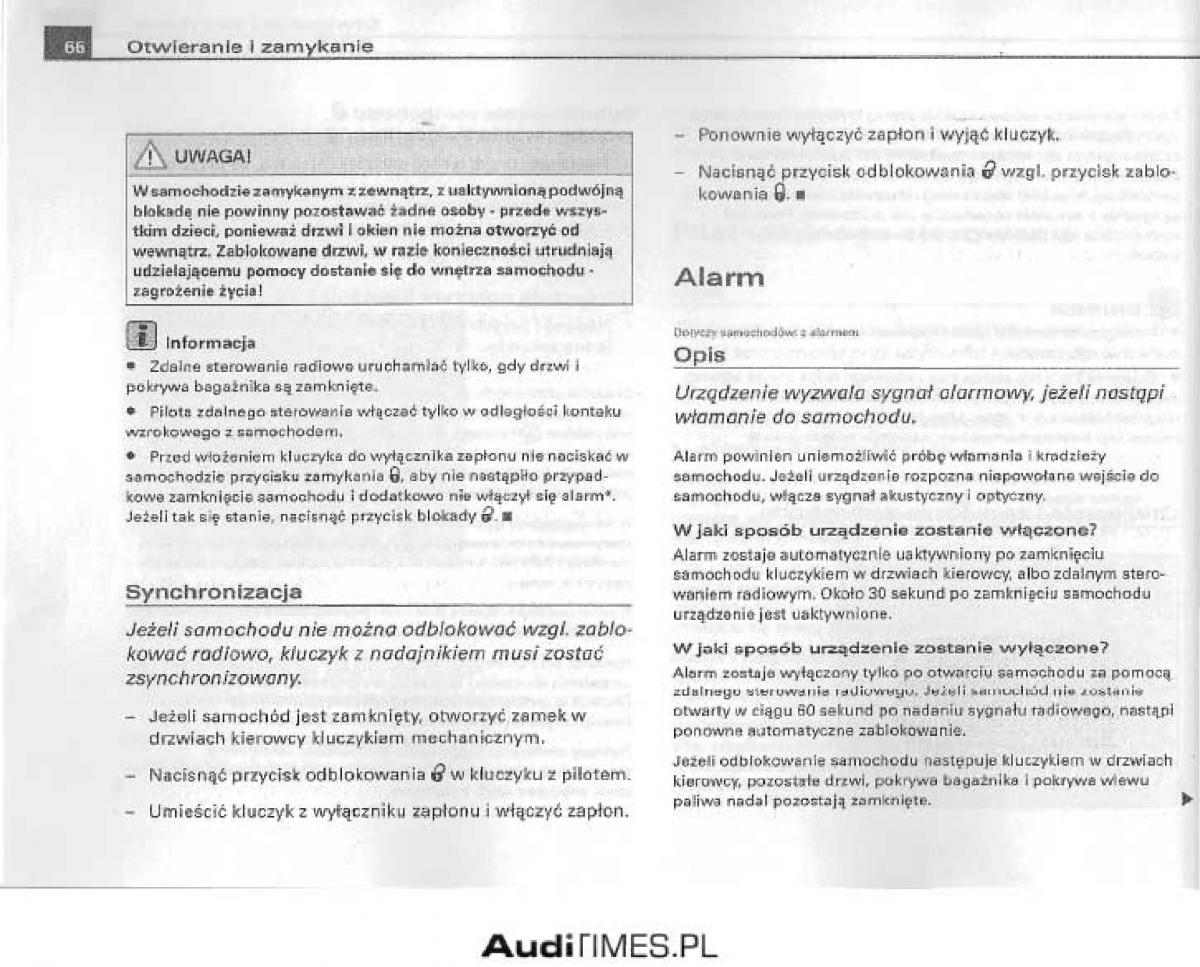 Audi A4 B6 instrukcja obslugi / page 61