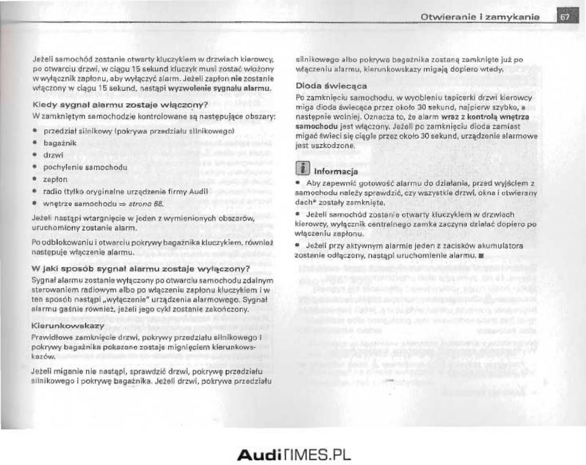 Audi A4 B6 instrukcja obslugi / page 62