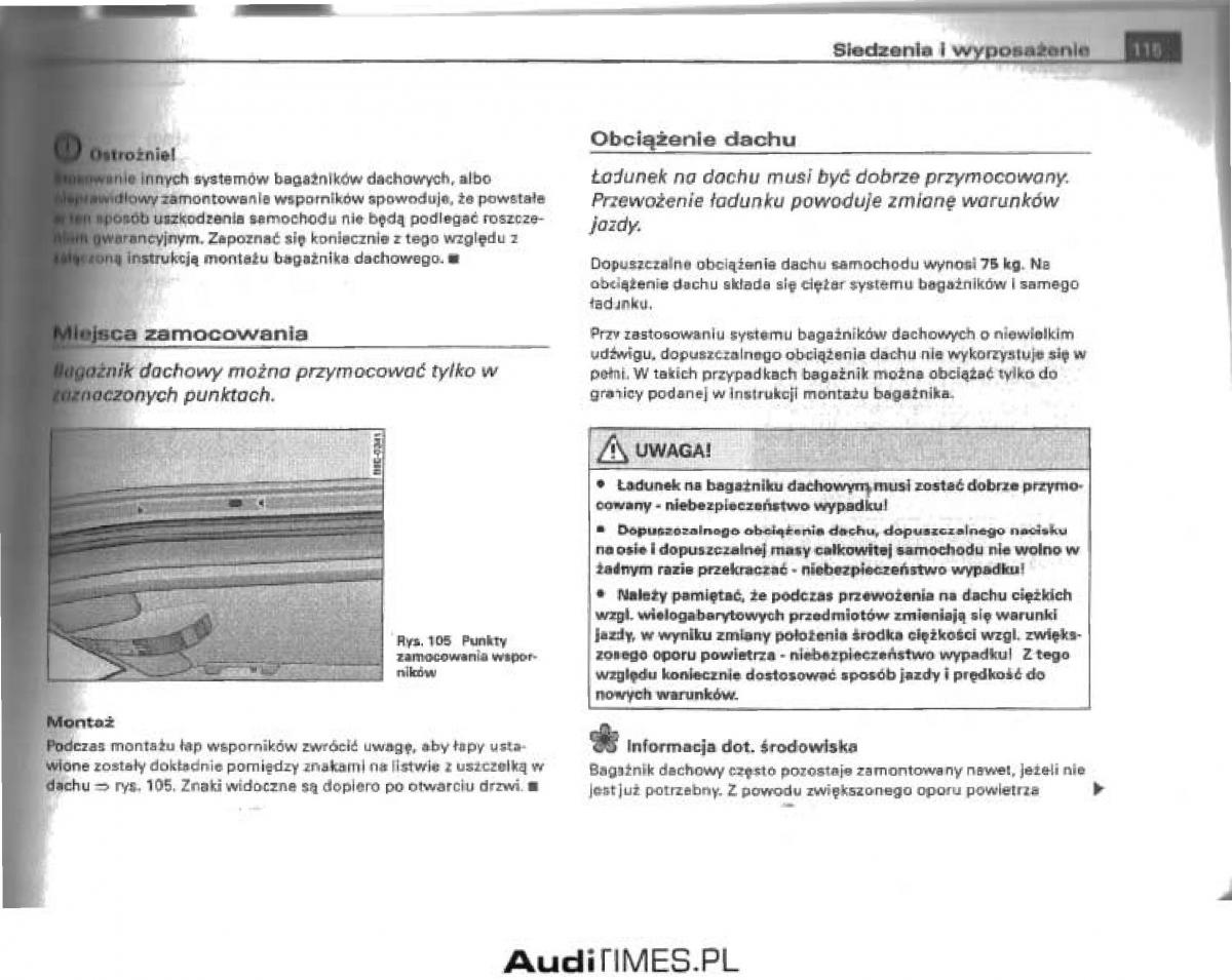 Audi A4 B6 instrukcja obslugi / page 109