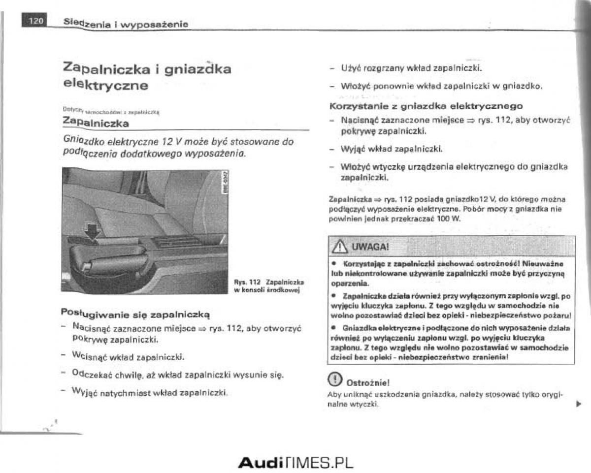 manual  Audi A4 B6 instrukcja / page 114