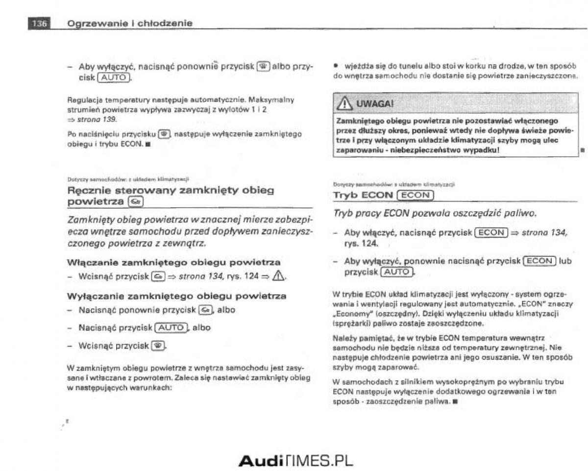 Audi A4 B6 instrukcja obslugi / page 130