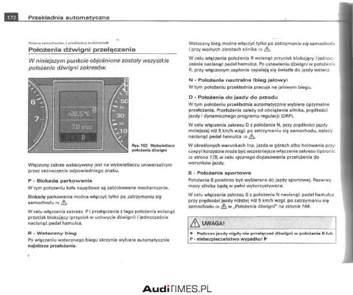 manual  Audi A4 B6 instrukcja / page 166