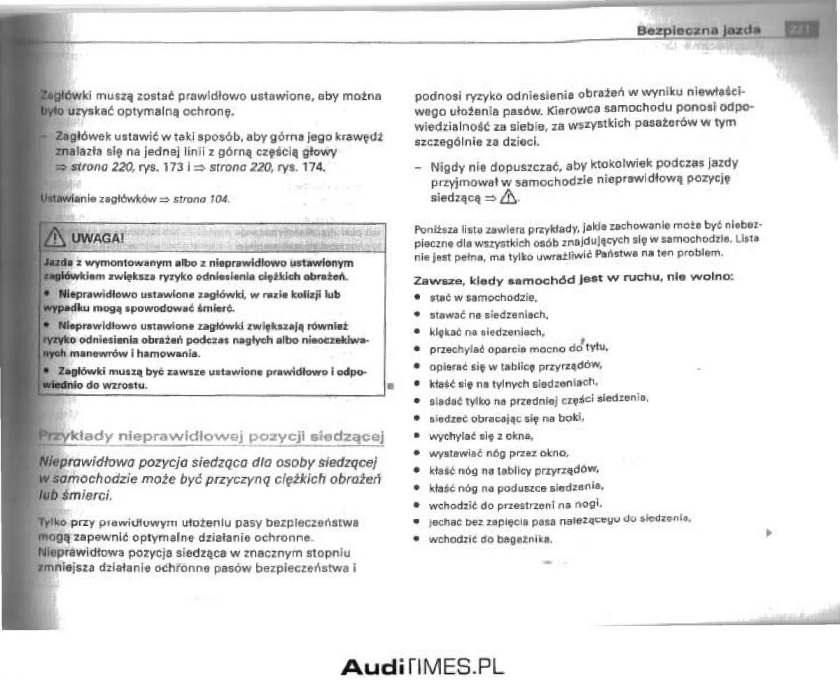 Audi A4 B6 instrukcja obslugi / page 213