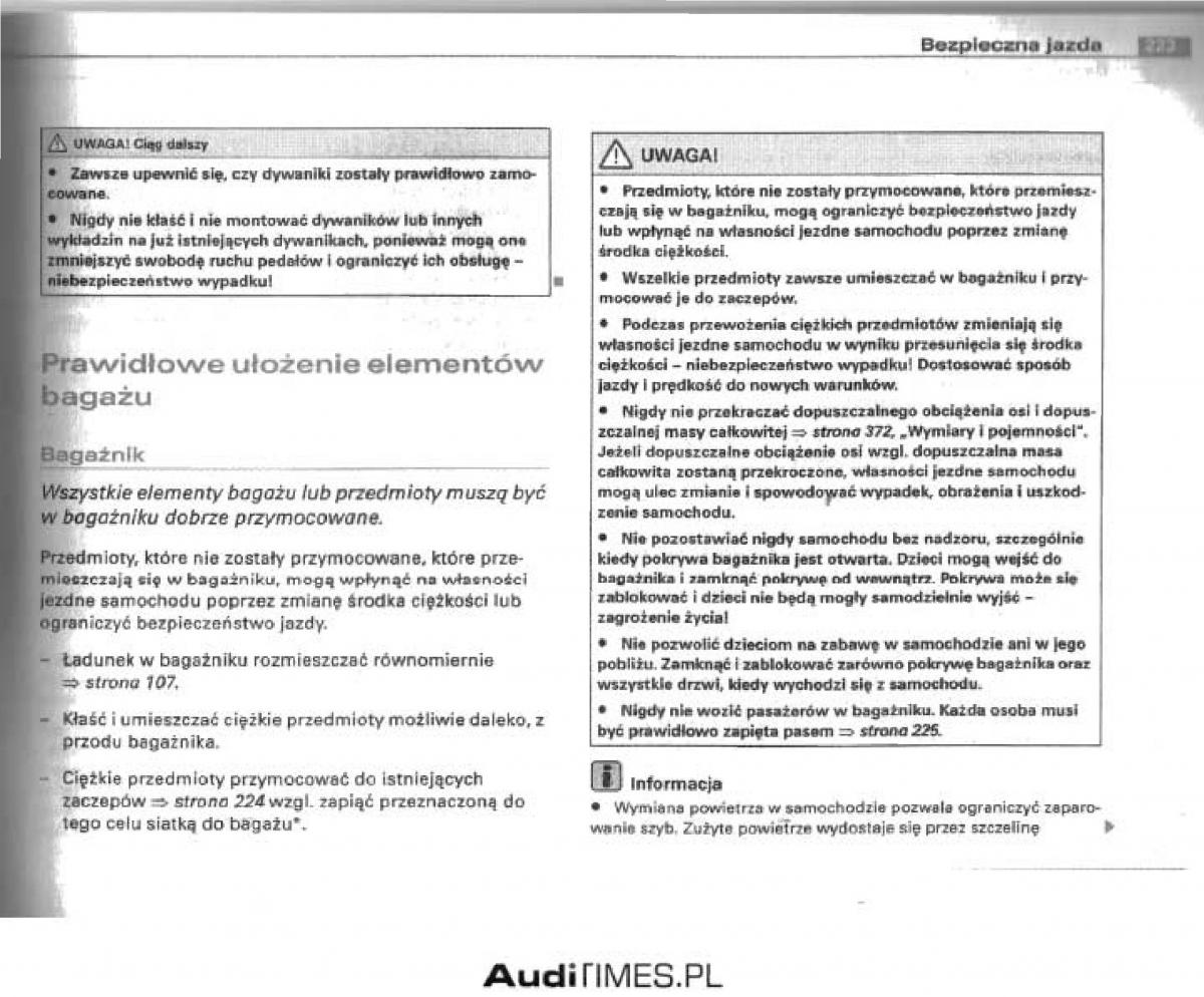 Audi A4 B6 instrukcja obslugi / page 215