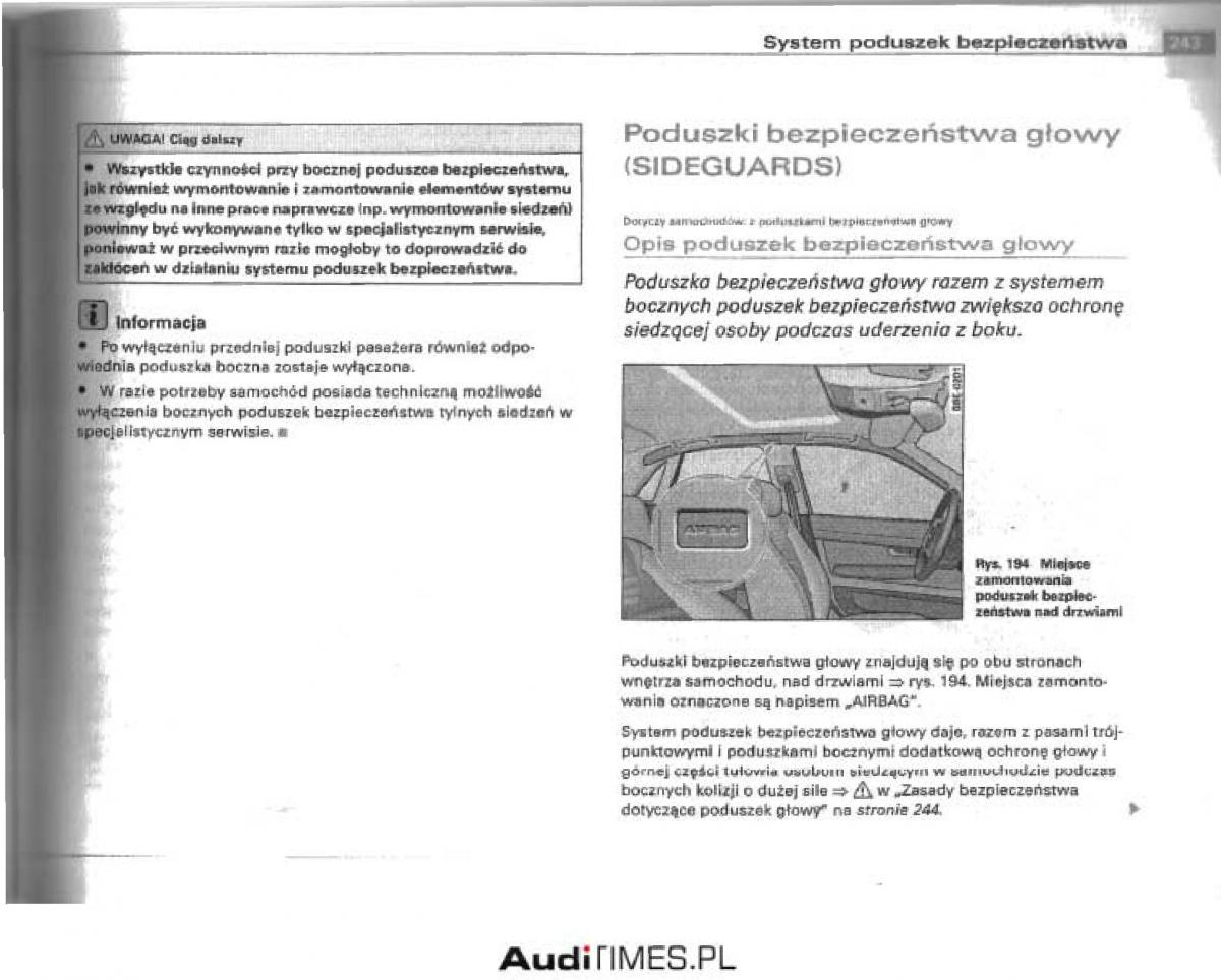 manual  Audi A4 B6 instrukcja / page 234