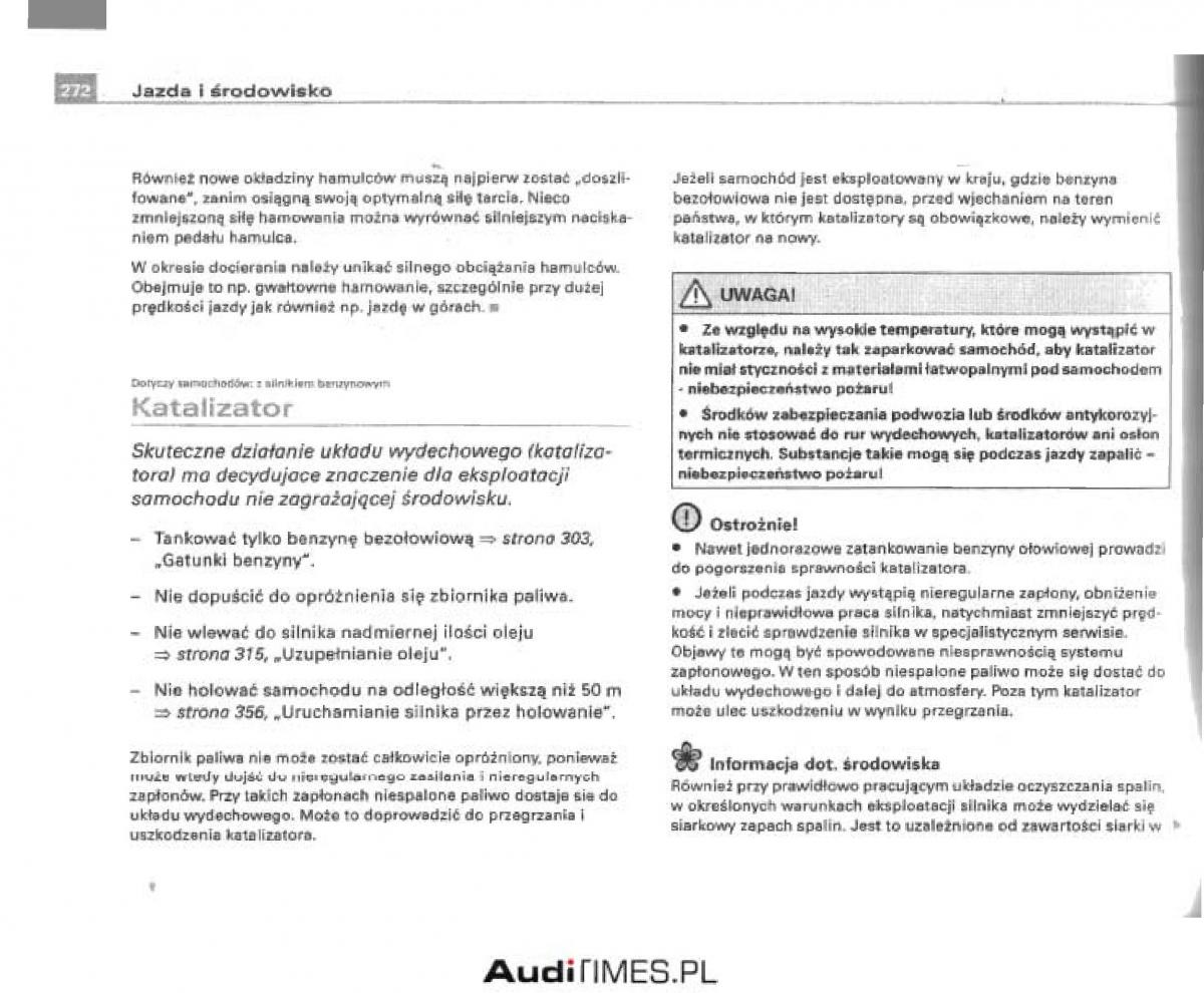 Audi A4 B6 instrukcja obslugi / page 260