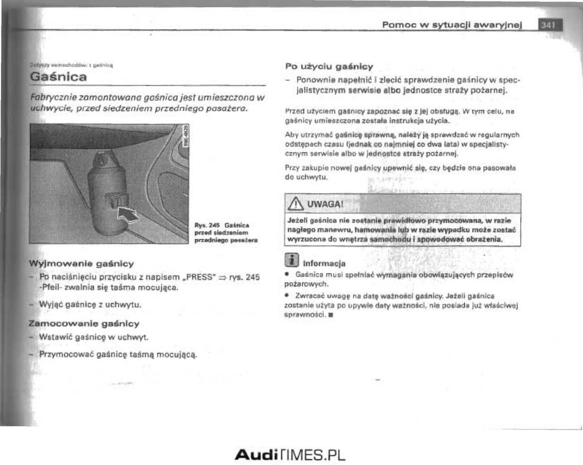 manual  Audi A4 B6 instrukcja / page 325