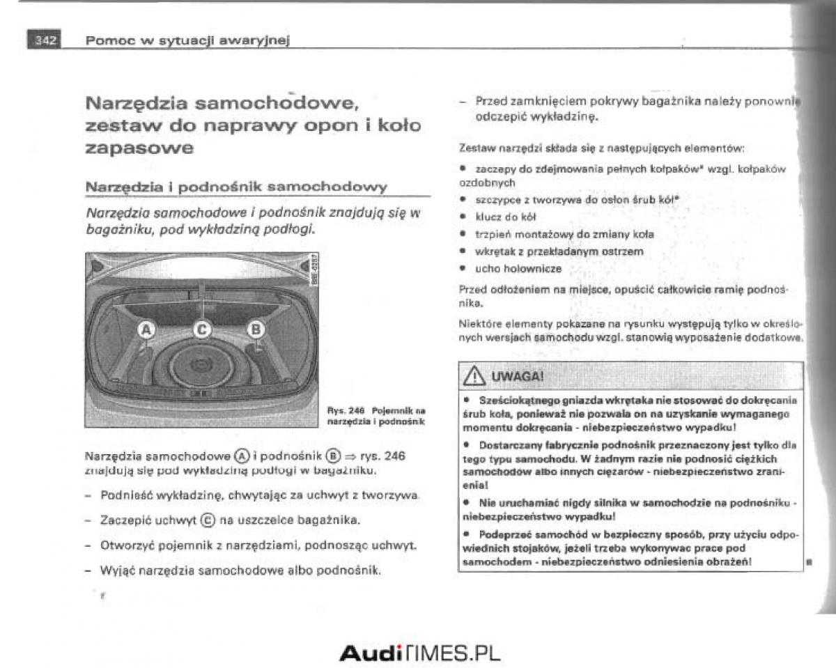 manual  Audi A4 B6 instrukcja / page 326