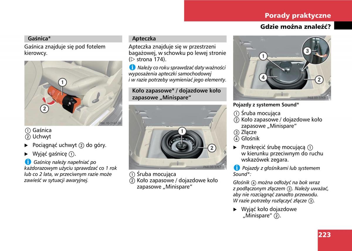 Mercedes A classe II W169 instrukcja obslugi / page 225