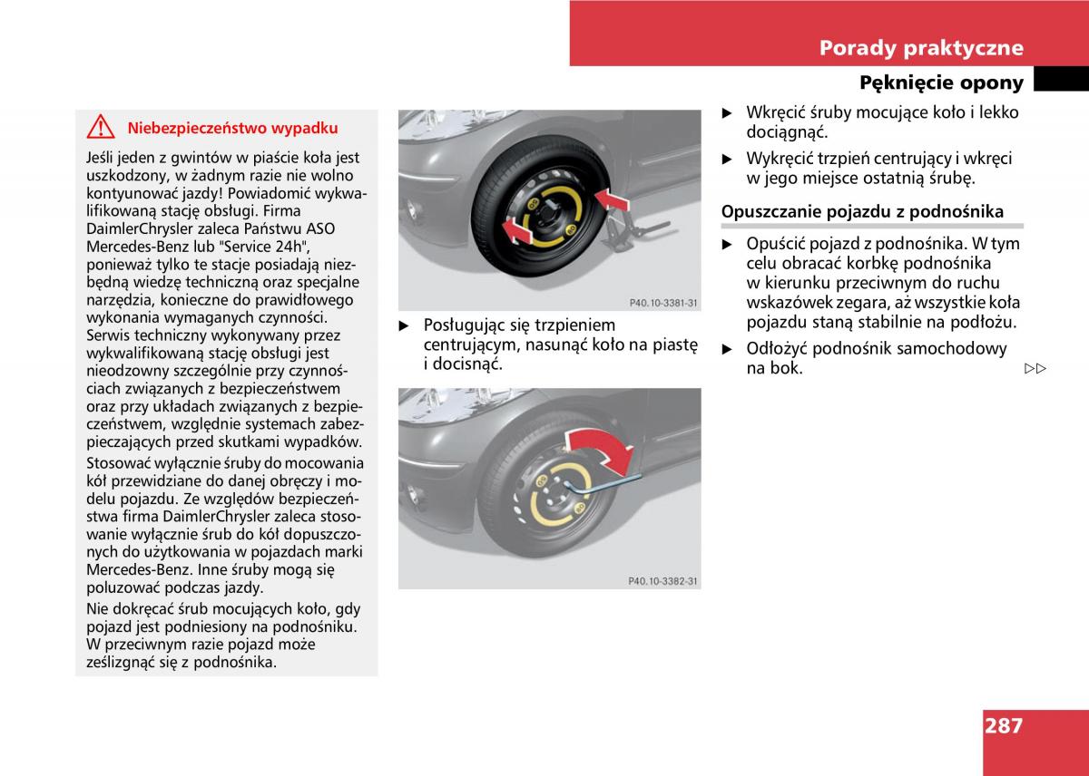 Mercedes A classe II W169 instrukcja obslugi / page 289