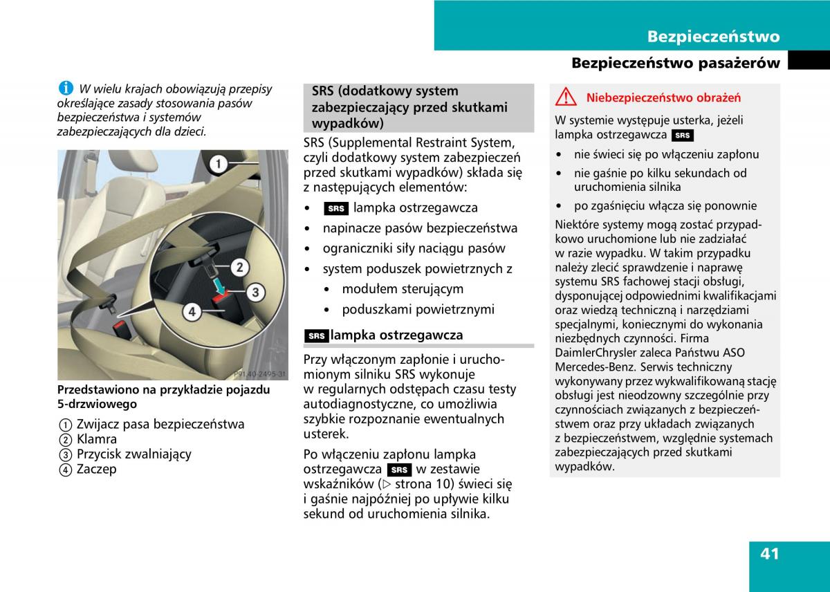 Mercedes A classe II W169 instrukcja obslugi / page 43