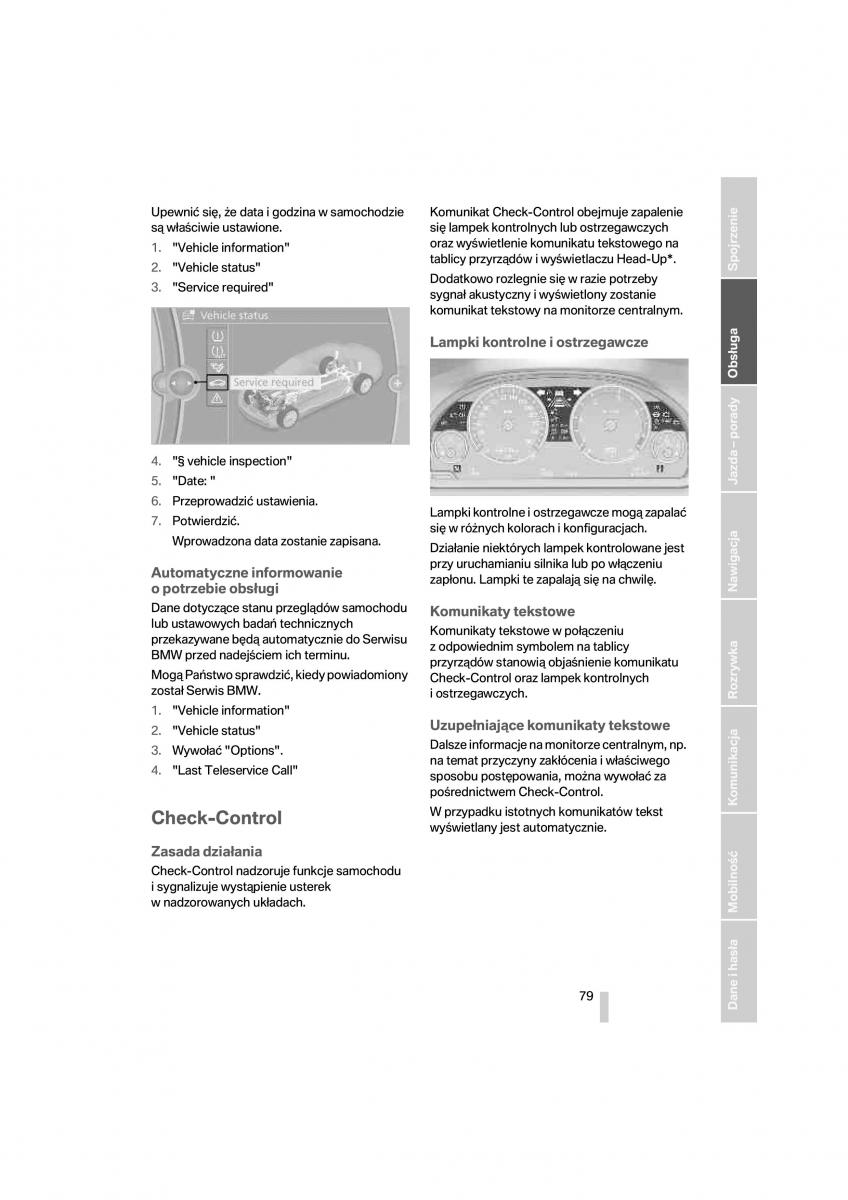 BMW 7 F01 instrukcja obslugi / page 80