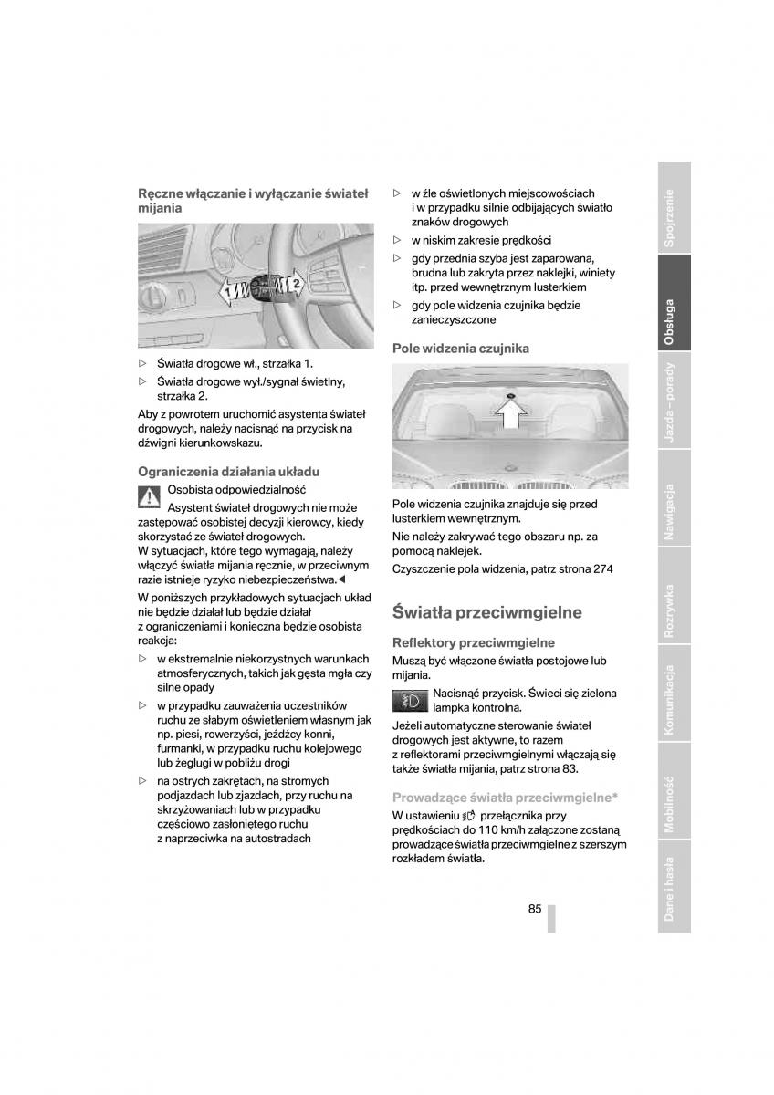 BMW 7 F01 instrukcja obslugi / page 86