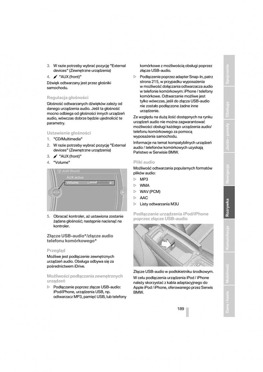 BMW 7 F01 instrukcja obslugi / page 190