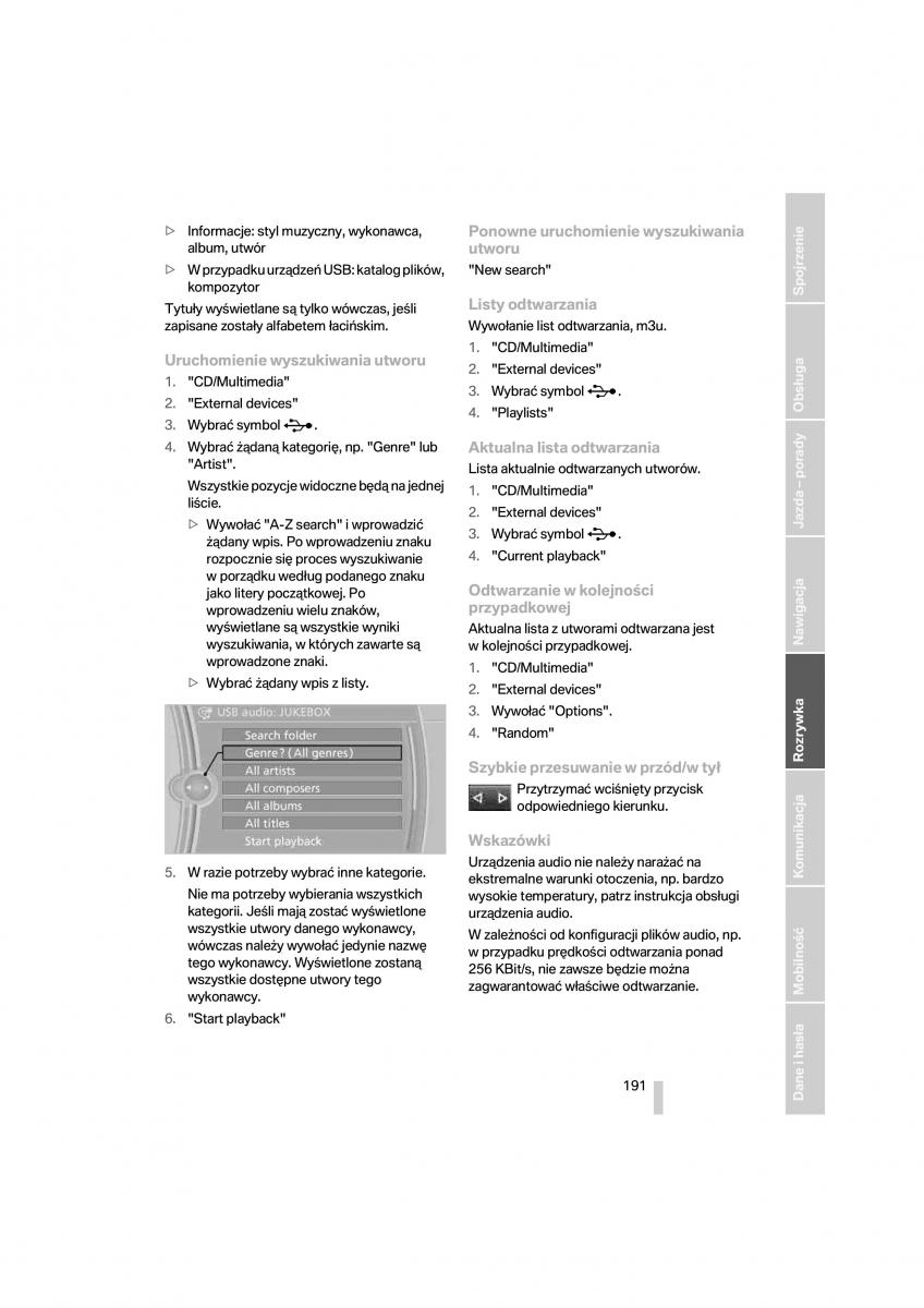 BMW 7 F01 instrukcja obslugi / page 192