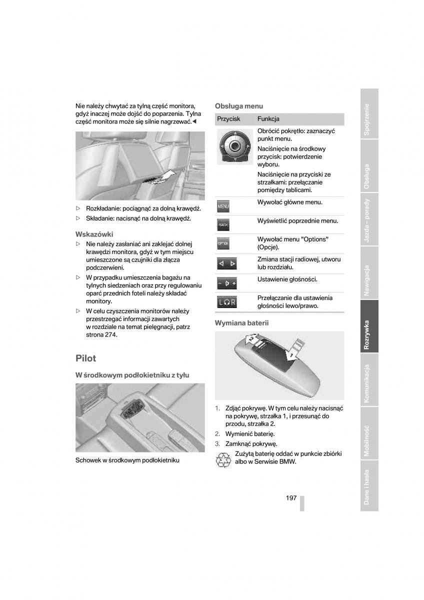 BMW 7 F01 instrukcja obslugi / page 198