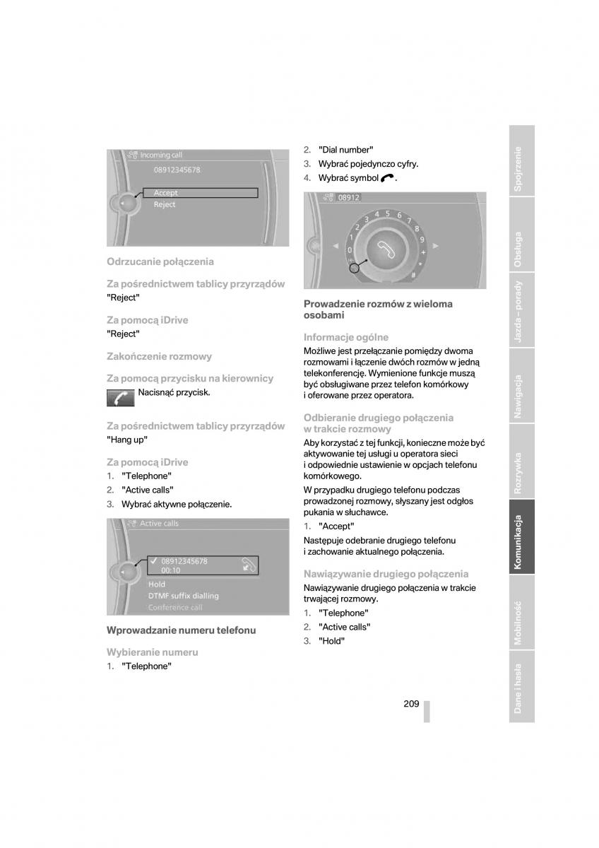 BMW 7 F01 instrukcja obslugi / page 210