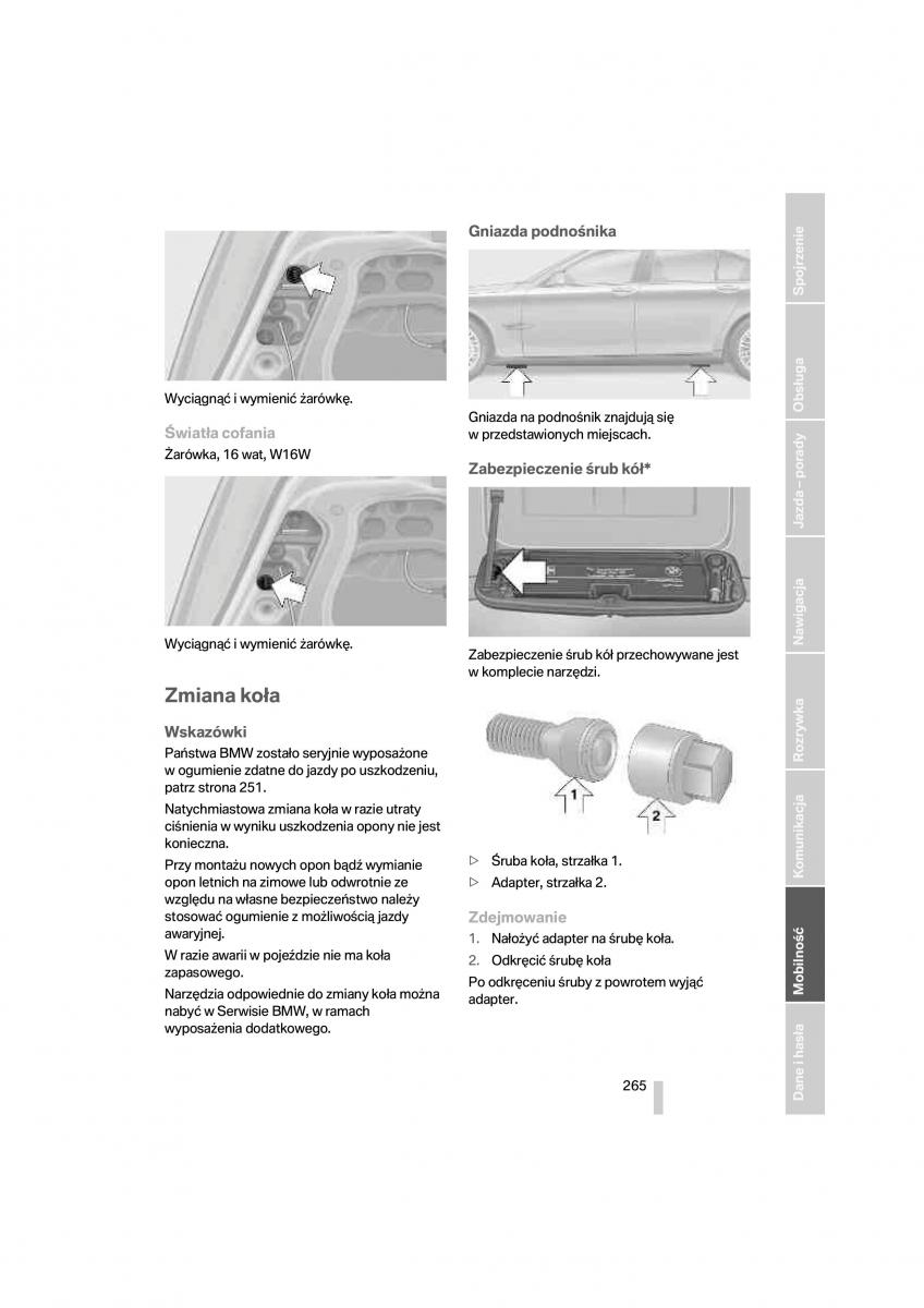 BMW 7 F01 instrukcja obslugi / page 266